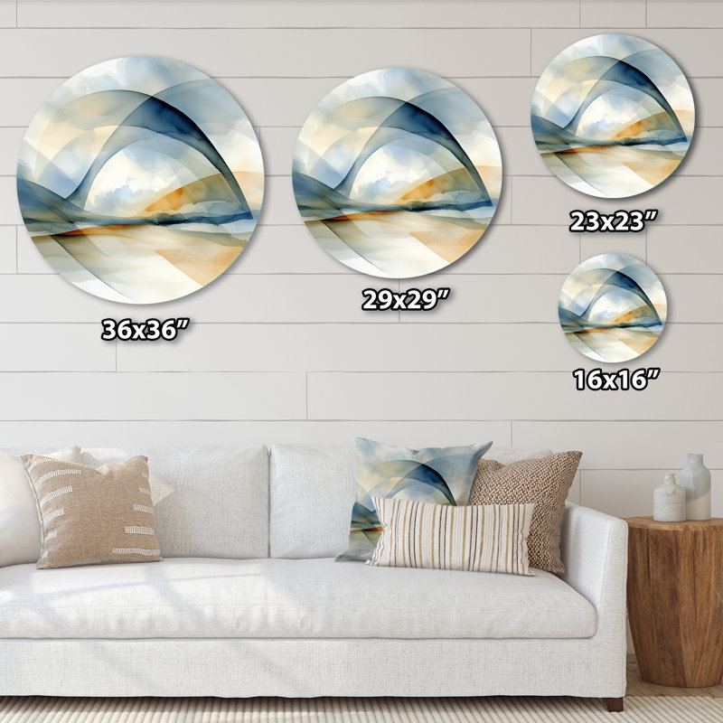 «Ocean Breeze Beach Landscape», décoration murale géométrique abstraite ronde, art moderne de salon géométrique