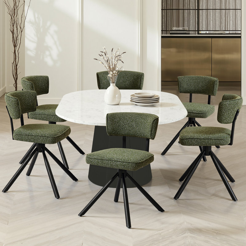 Chaises de salle à manger rembourrées Modern, Vert