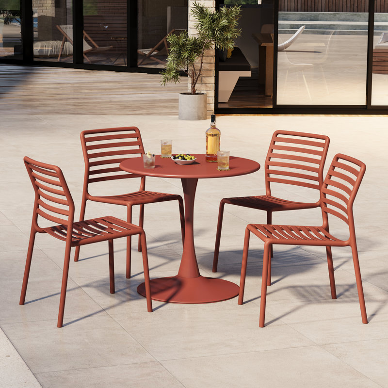 Ensemble repas d'extérieur rond, Rouge
