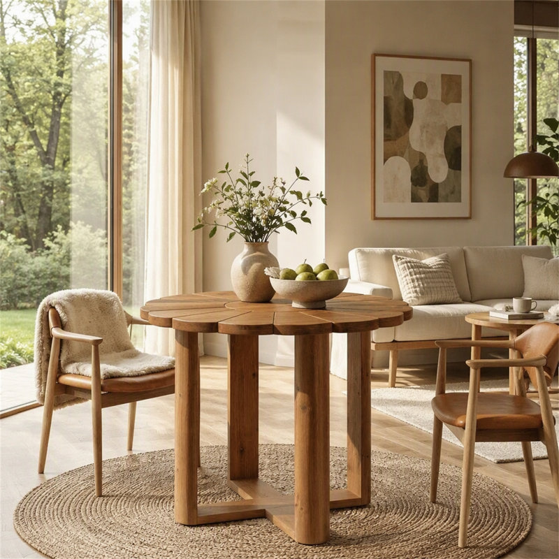 with Solid Wood Base Dining Table
