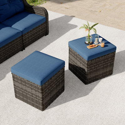 Bellamy Stylish PE Wicker Square Outdoor Patio Ottoman