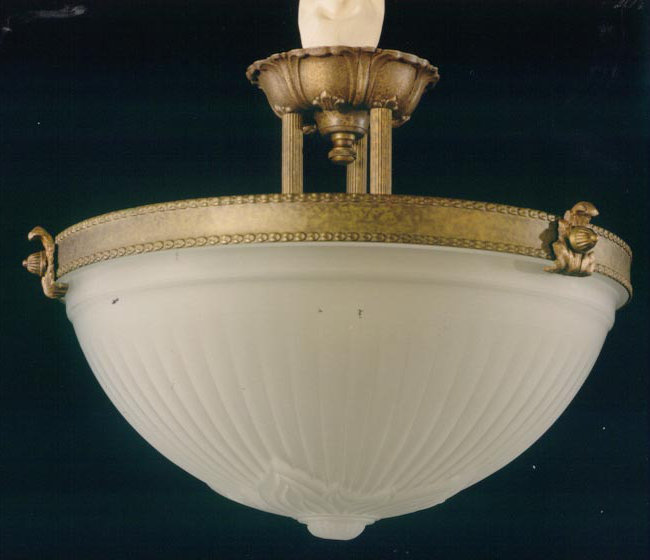 Delorenzo Glass Semi Flush Mount, French Gold