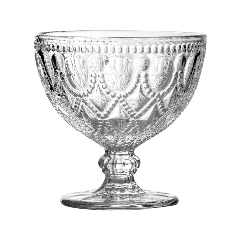Astoria Grand Fleur Glass Serving Bowl, Clear