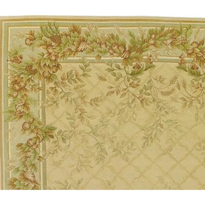 Wool Floral Area Rug in Gold, Rectangle 13'10" x 20'4"