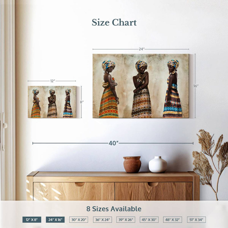 Trio africain Leisha, H 16 po x l 24 po