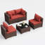 Ensemble de conversation de patio extérieur en osier 5 pièces avec coussins-798288201
