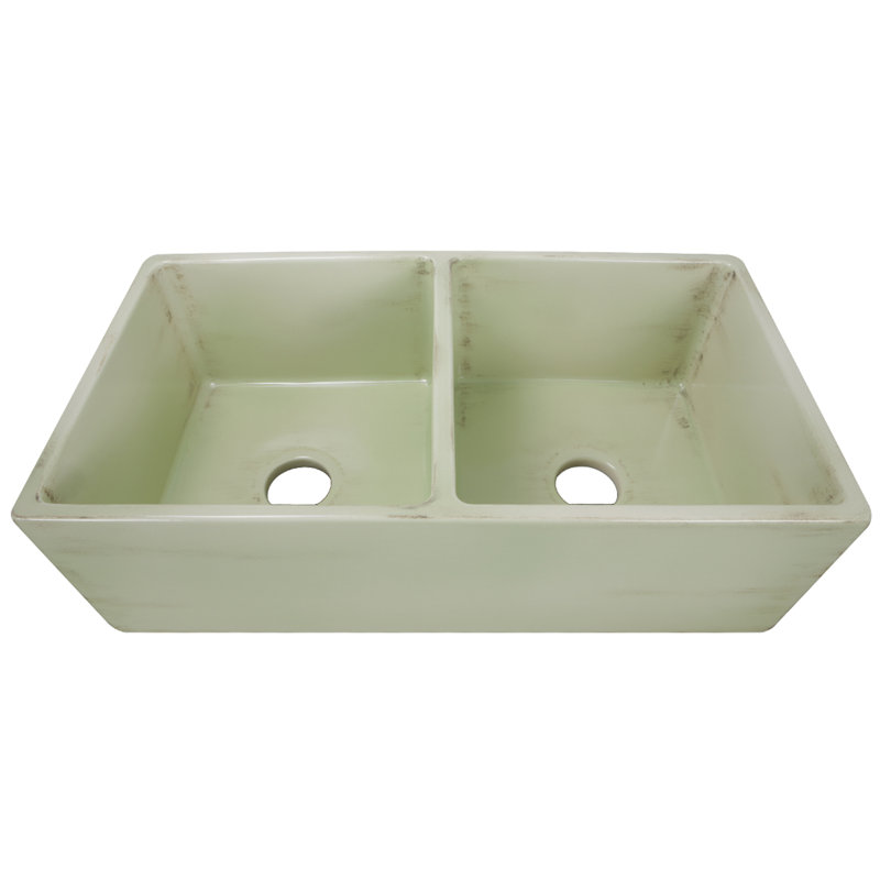 Vineyard 33'' L Double Basin Kitchen Sink, Shabby Green