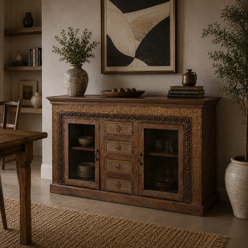 Metal Cladded Sideboard, 57x16x39