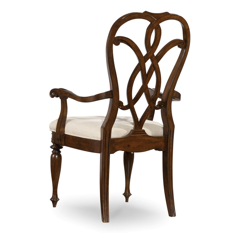 Leesburg Upholstered Arm Chair, Dark Wood