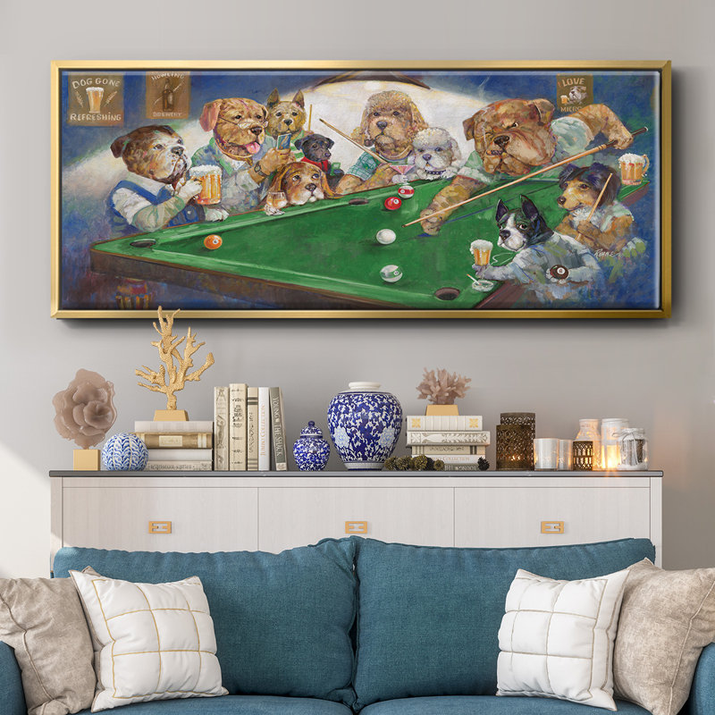 Pool Dogs - toile encadrée, H 12 po x l 30 po