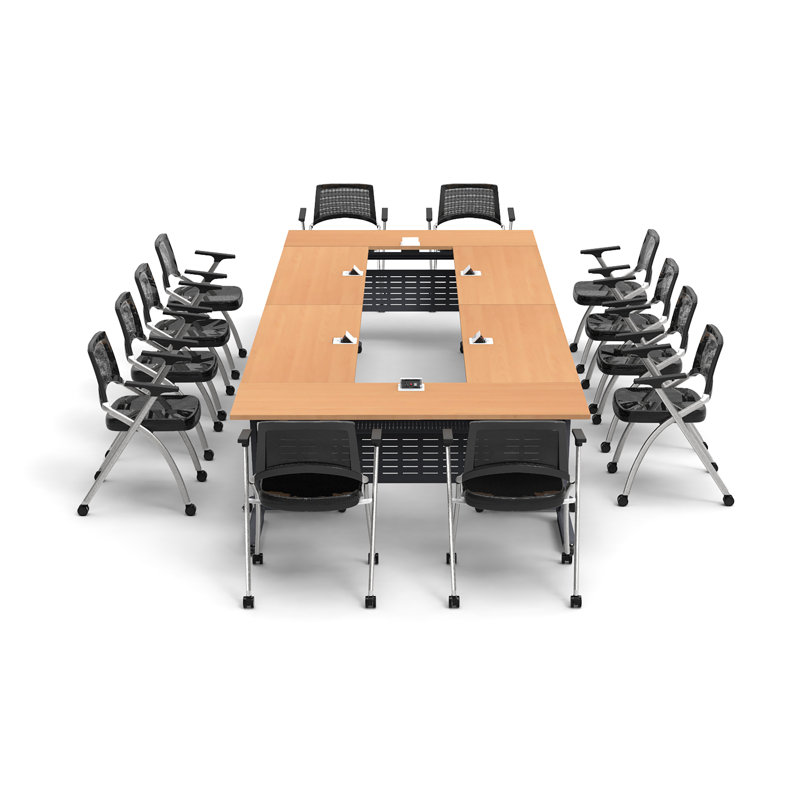Benia 12 Person Training Meeting Seminar Tables with Modesty Panels and 12 Chairs Complete 18 pc Set
