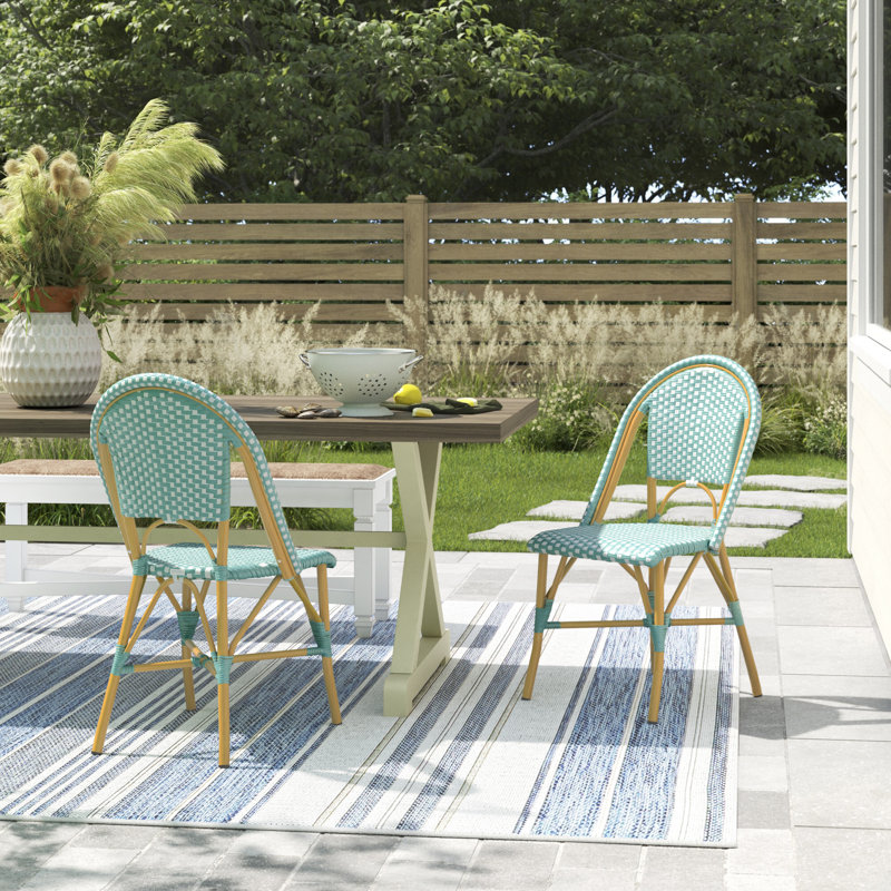 Chaise d'appoint de patio en osier / rotin Casidy, Sarcelle