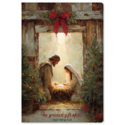Le plus beau cadeau de tous - Toile imprimée - Décoration murale chrétienne par Art Remedy, châssis entoilé, 25 x 38 cm
