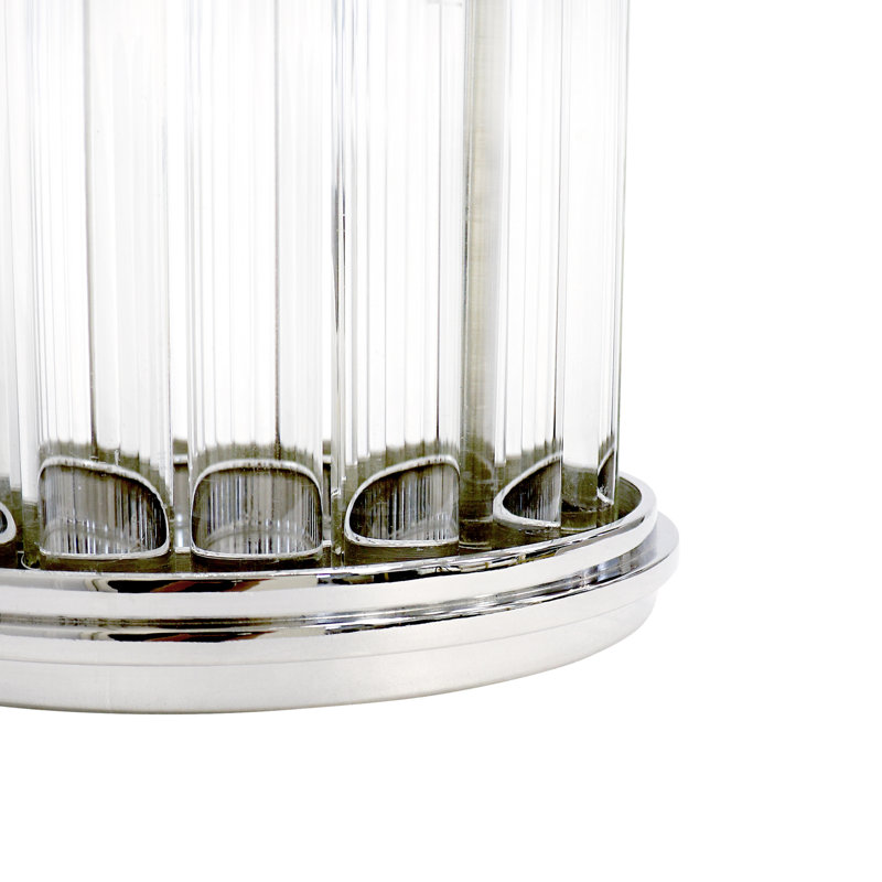Lucian Lucite Polished Chrome Finish Hurricane, 13" H x 10.5" W x 10.5" D, Silver/Clear