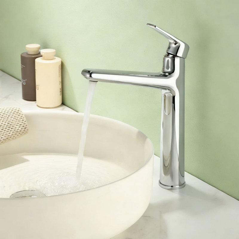 Single Hole Bathroom Vessel Faucet With Drain Assembly Single Handle Bathroom Vessel Sink Faucets Modern Tall Bathroom Vanity Basin Taps With Valve