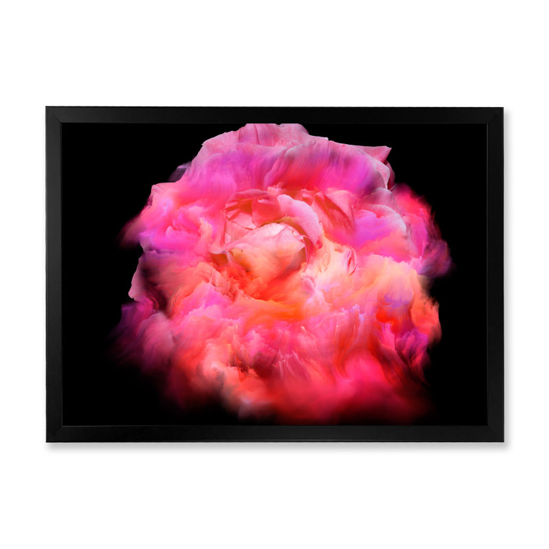 «Pink Dark Fractal Flower III», reproduction sur toile encadrée, H 12 po x l 20 po x P 1 po, Cadre photo noir