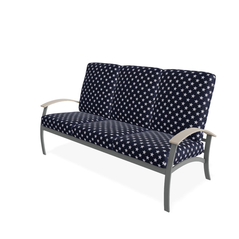 Askar 71.5'' Wide Powder Coated Aluminum Patio Sofa with Cushions, Betsy, Textured Graphite