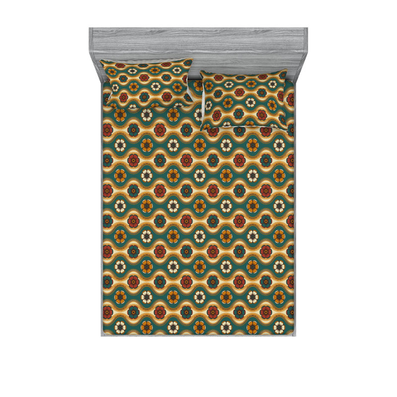 Drap-housse et taie décorative Ambesonne, Ensemble de draps pour grand lit avec 2 taies d'or