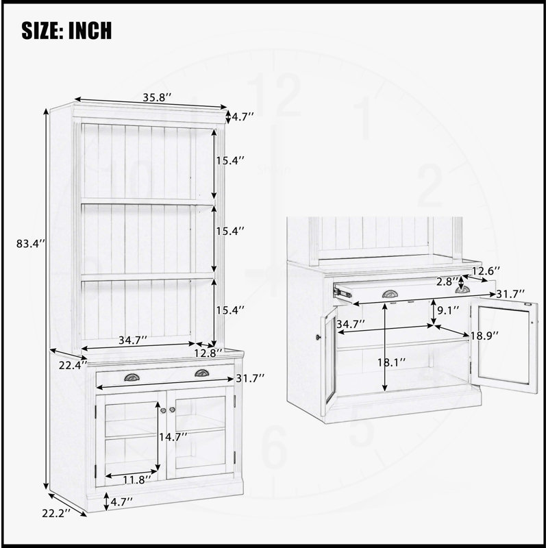 83.4 Inch Tall Modern White Bookshelf with LED Lighting, 2 Glass Doors, 1 Drawer, and Adjustable Shelves for Versatile Storage