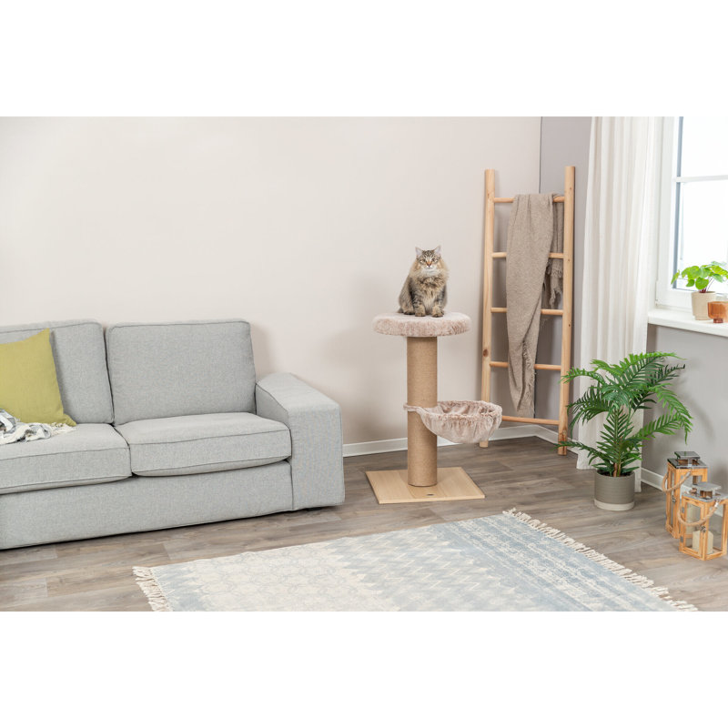 Beige Sisal and Plush 33" Cat Tree with Hammock
