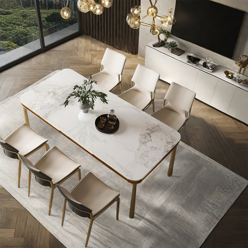 Italian style modern falshion dining table sets, 29.5" H x 78.7" L x 35.4" W