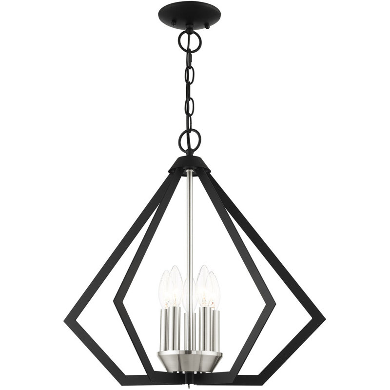 Lustre géométrique à 5 lumières Leena, Noir