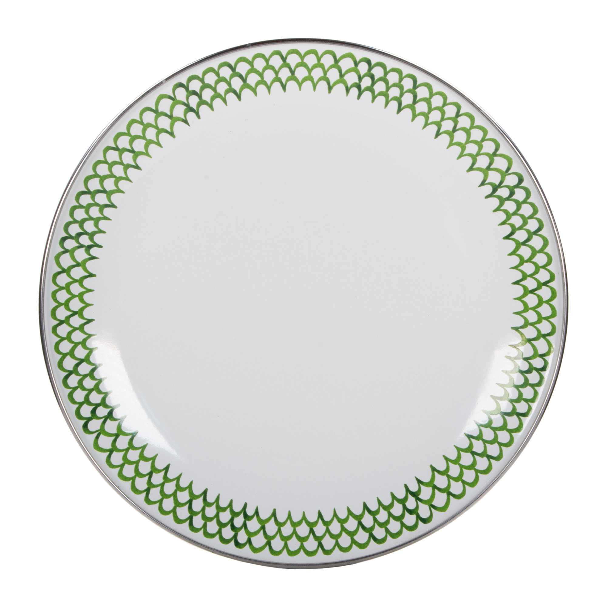Golden Rabbit Green Scallop Enamel Sandwich Plates