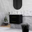 Ensemble de meuble-lavabo mural 24 po avec lavabo, deux tiroirs, lavabo en céramique, assemblage facile, poignée longue en métal doré, 2 tiroirs de rangement, noir brillant-1341617836