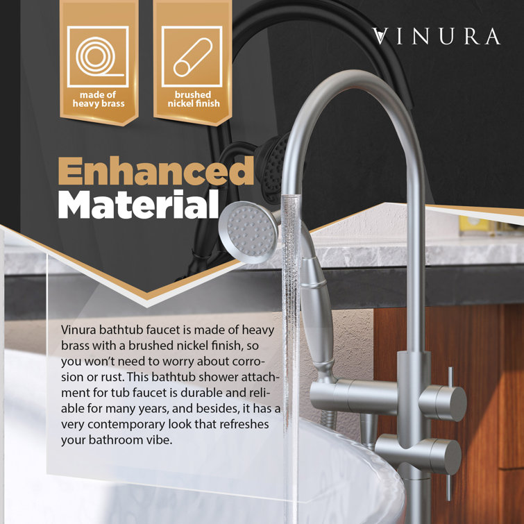 Vinura 1 Handle Floor Mounted Clawfoot Tub Faucet with Diverter