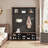 Farmhouse 4-in-1 Hall Tree with Entryway Bench & Shoe Organizer, 6 Hooks, 16 Compartments, Adjustable Shelves, Walnut and White-1748697435
