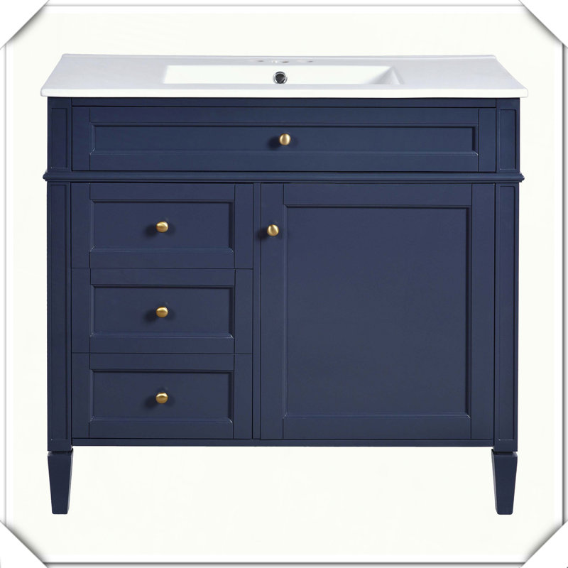 Meuble-lavabo moderne simple avec tiroirs supérieurs, Bleu