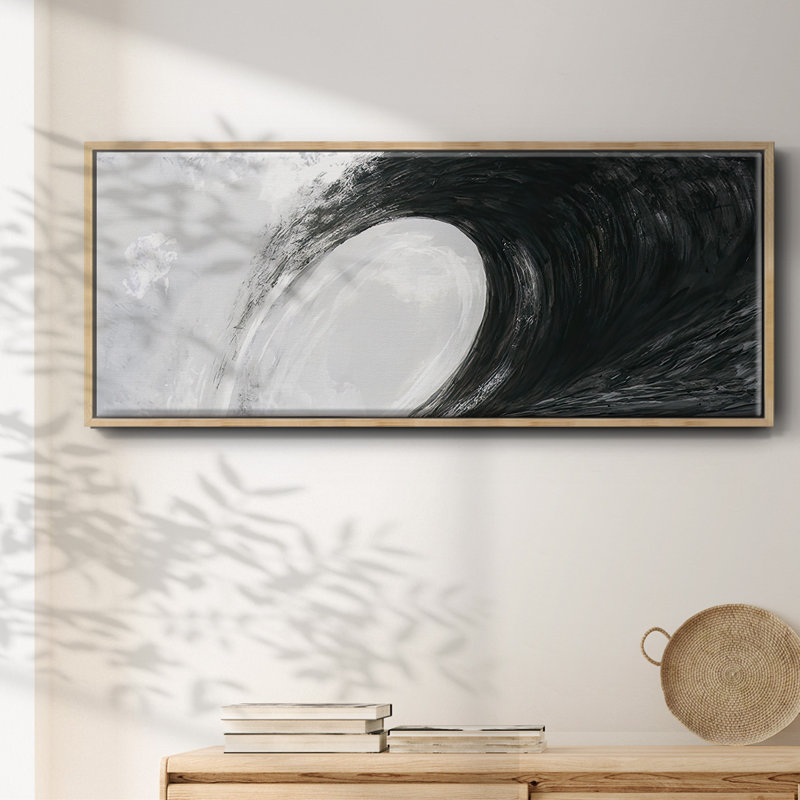 «Black & White Waves IV», reproduction encadrée sur toile, Naturel, H 20 po x l 50 po x P 1,5 po