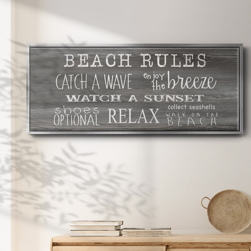 Beach Rules- Framed Canvas, 24" H x 60" W