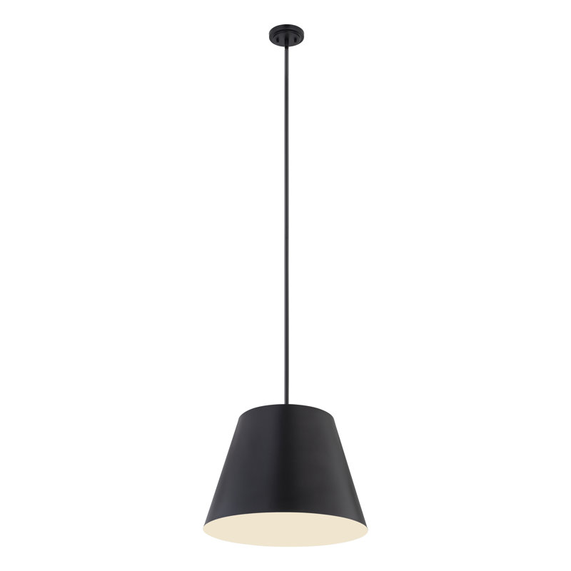 Luminaire suspendu à 1 lumière Wolleik, Noir mat, H 99 po x l 24 po x P 24 po