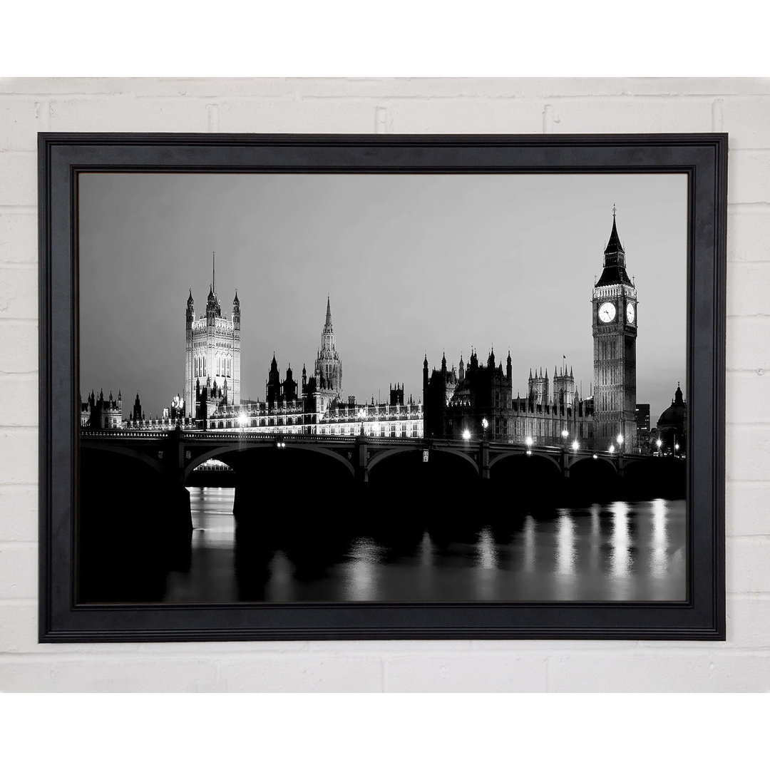 London Houses Of Parliament mit Big Ben B N W - Einzelne Bilderrahmen Kunstdrucke