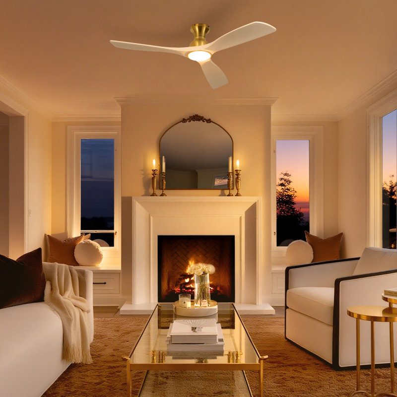 Karlena 52'' Dimmable Ceiling Fan with Lights and Remote Control 3CCT Reversible DC Motor Timer Memory