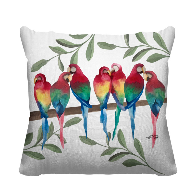 Housse et insert de coussin carré extérieur Sky Flocked Together Birds, 20 po x 20 po, Blanc