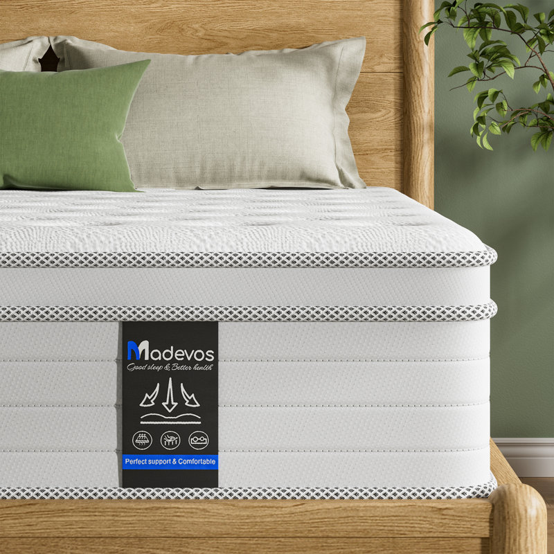 12"/14" Medium Firm Hybrid Pocket Spring Mattress In A Box, King, 12"