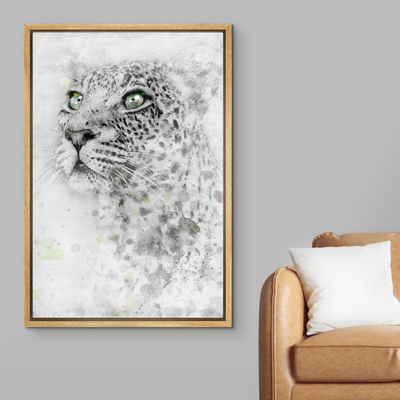Idea4wall léopard tache d'aquarelle aux yeux bleus ang06, H 36 po x l 24 po x P 1,5 po, Brun