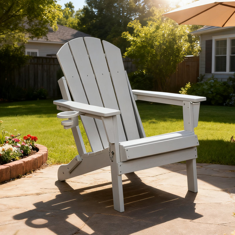 Chaises Adirondack pliantes Hdpe avec porte-gobelet, Blanc