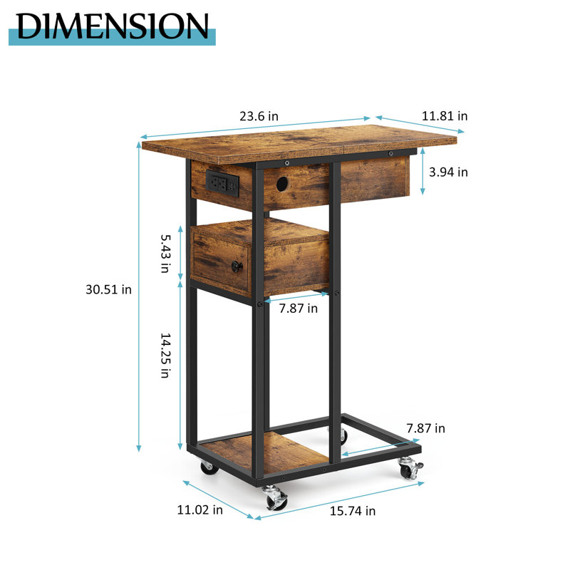 Sacson End Table with Storage and Built-In Outlets