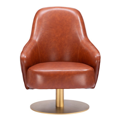 Rania 28" Faux Leather Swivel Arm Chair