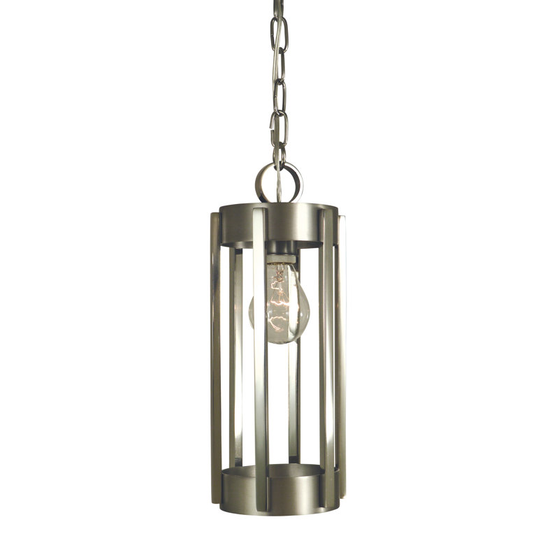 Mini-luminaire suspendu 1 lumière Fowey, Étain satiné