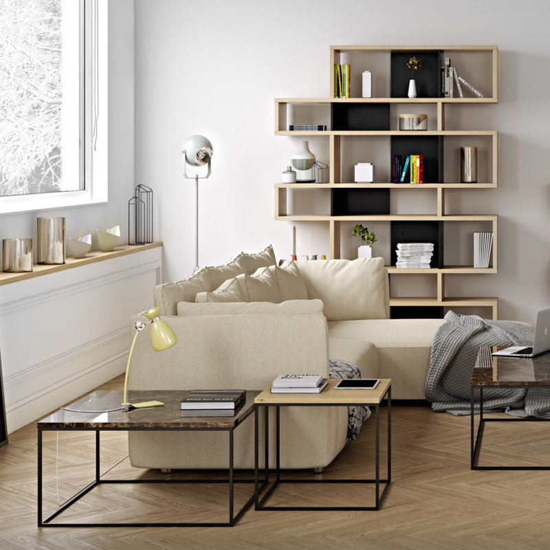 Linkous Frame End Table, Black, Oak