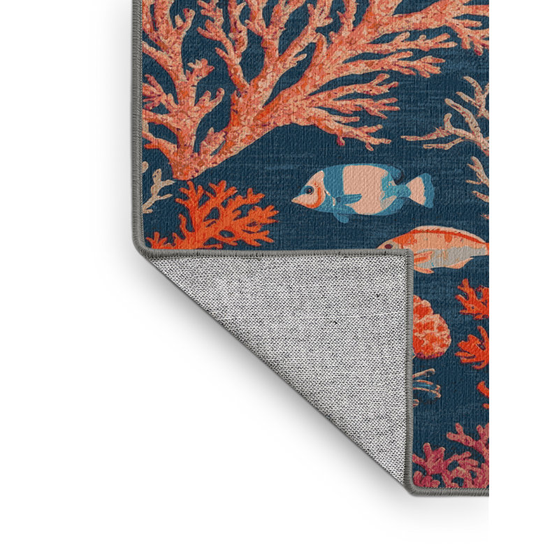  Tapis bord de mer lavable Coral Garden Deluxe, Rectangulaire 2 pi x 3 pi