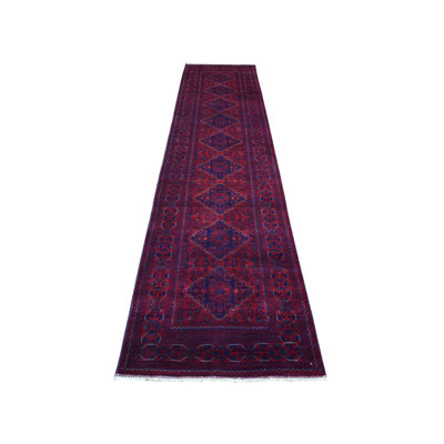Tapis de couloir rouge en laine nouée à la main 2 pi 9 po x 13 pi 2 po F4A844FC7D1C4960ACB192A4F8854043