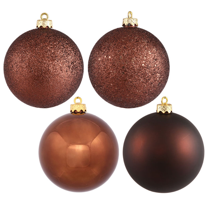 Ornement boule en plastique (4 pièces), H 12 po x l 12 po x P 12 po, Chocolat