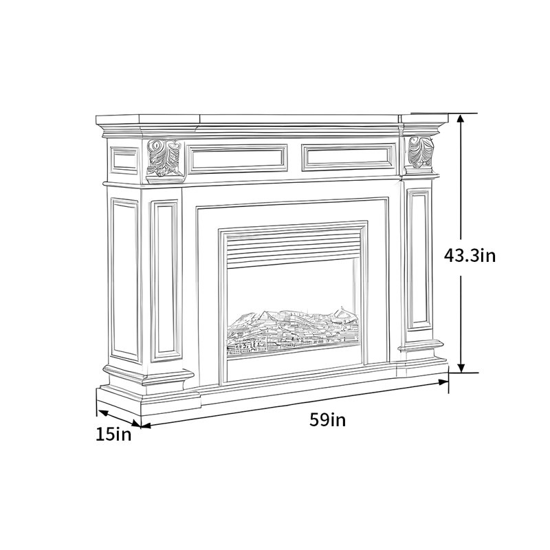 American fireplace electronic mantel wangling hone Electric Fireplace, 43.3" H x 59" W x 15" D, Brown