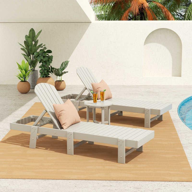 Chaise longue inclinable simple avec table 77,6 po Altura, Sable