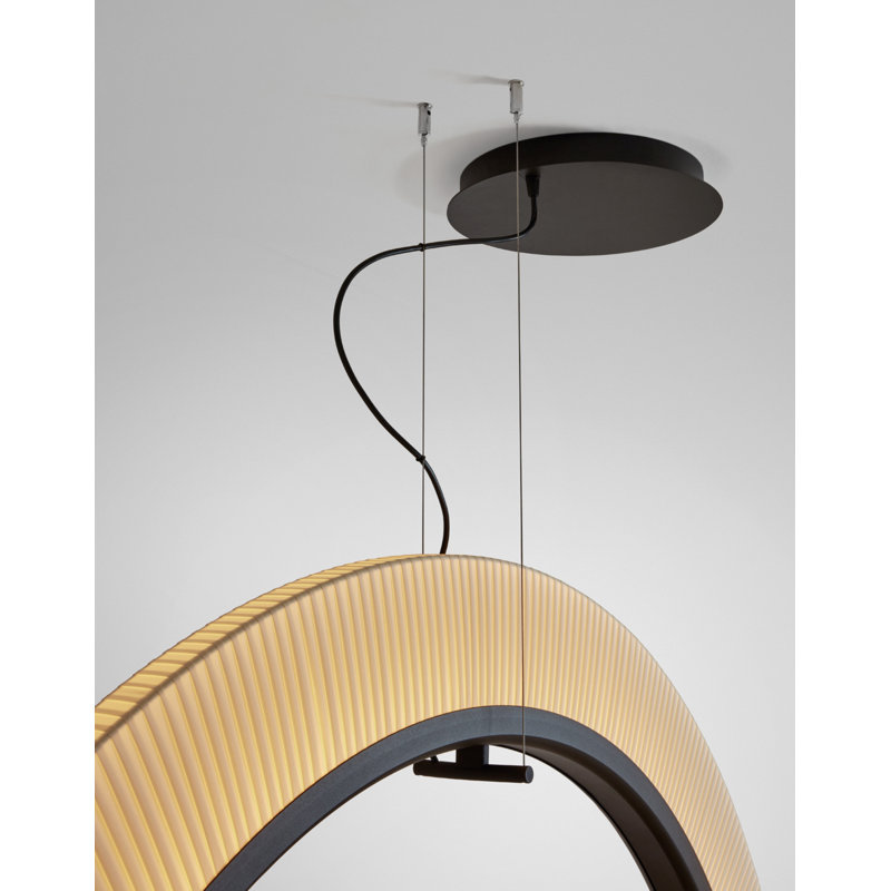 Roda 1 - Light Brown LED Single Pendant, Cream Ribbon